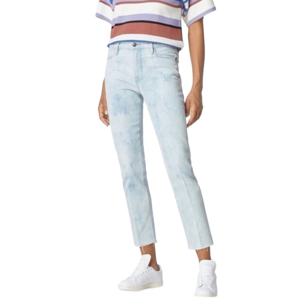 FRAME Le High Tie-Dye Straight-Leg Jeans in Cloud